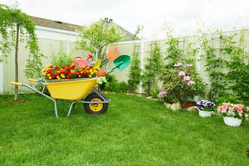 Traditional English garden in Lee with vibrant flowers