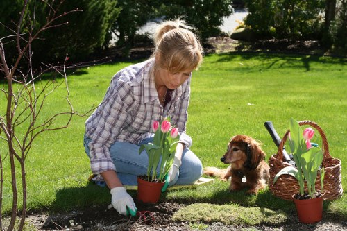 First aid kit and emergency equipment at a landscaping site